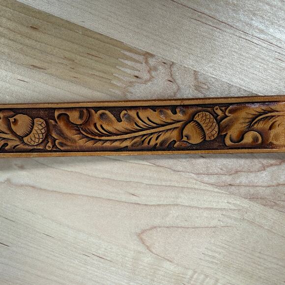 Vintage Tooled Leather Western Belt ‘Marcy’ Name Acorn Design 32.5” Cowgirl main image 9